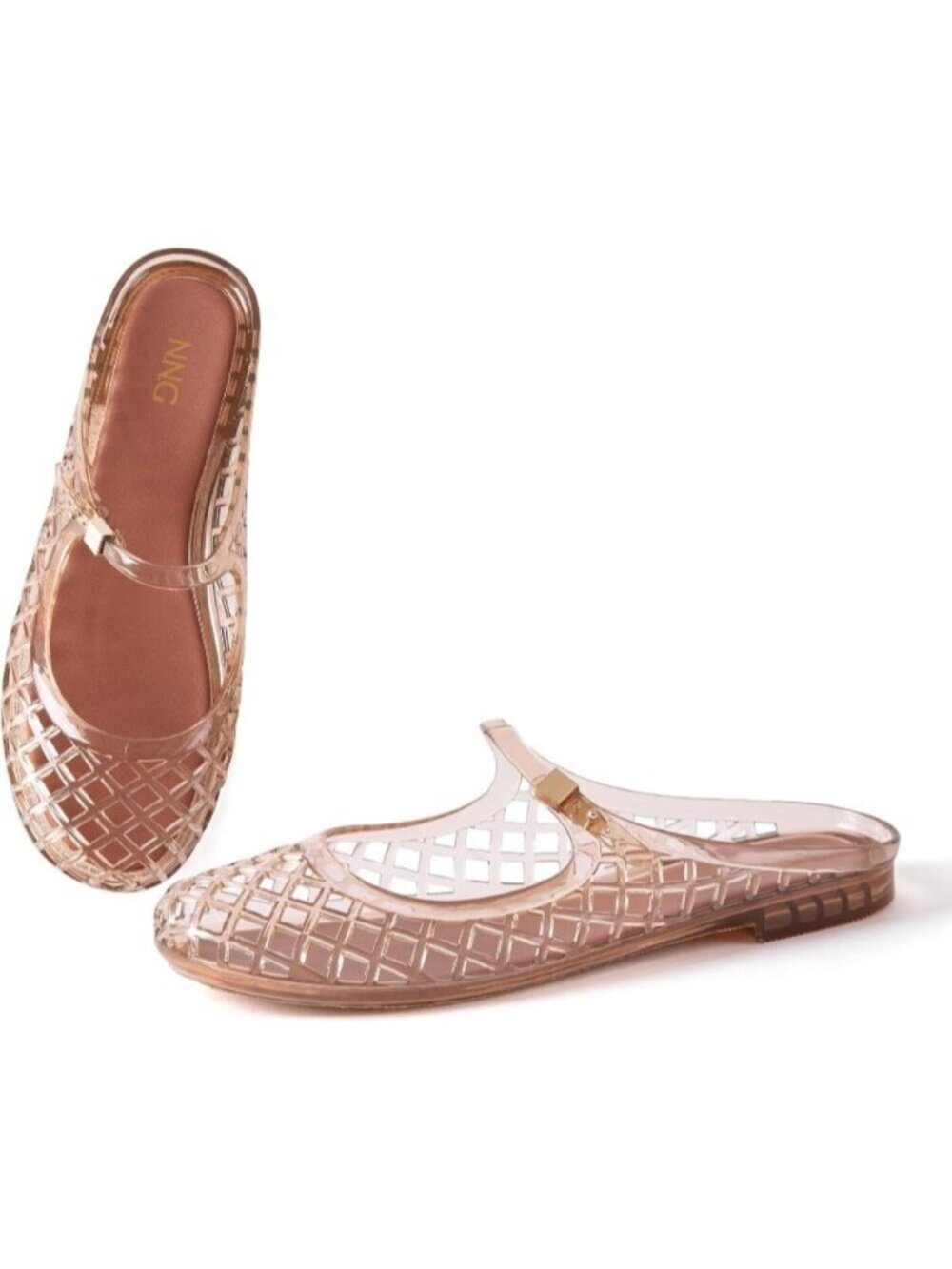 Women's Mocha Mary Jane Jelly Mule Flat Adjustable Buckle Strap Sandals